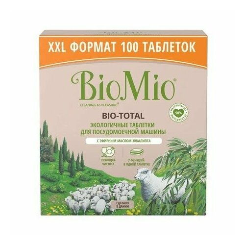 Таблетки для посудомоечной машины BioMio Bio-Total 7 в 1 с маслом эвкалипта, 100шт