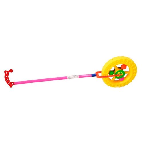 Каталка-игрушка Junfa toys Колесо (866), желтый/розовый/красный игрушка каталка черепашка для малышей арт m1019