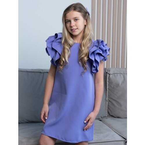 Платье ZSH, нарядное, однотонное, размер 32, голубой, фиолетовый