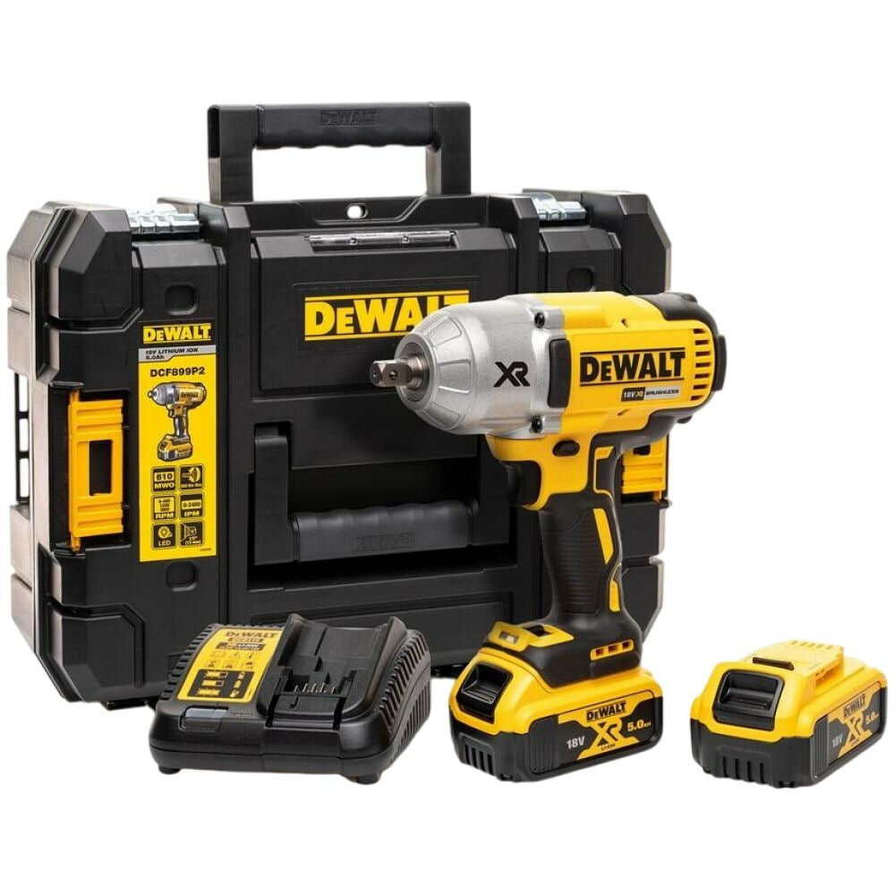 Аккумуляторный гайковерт Dewalt DCF899HP2-QW с 2 АКБ 5 Ач и ЗУ в кейсе