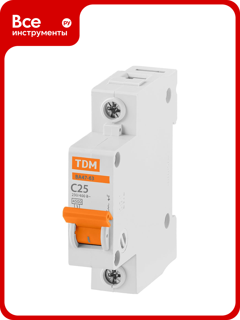 Автоматический выключатель TDM ELECTRIC ВА47-63 1Р 25А SQ0218-0005