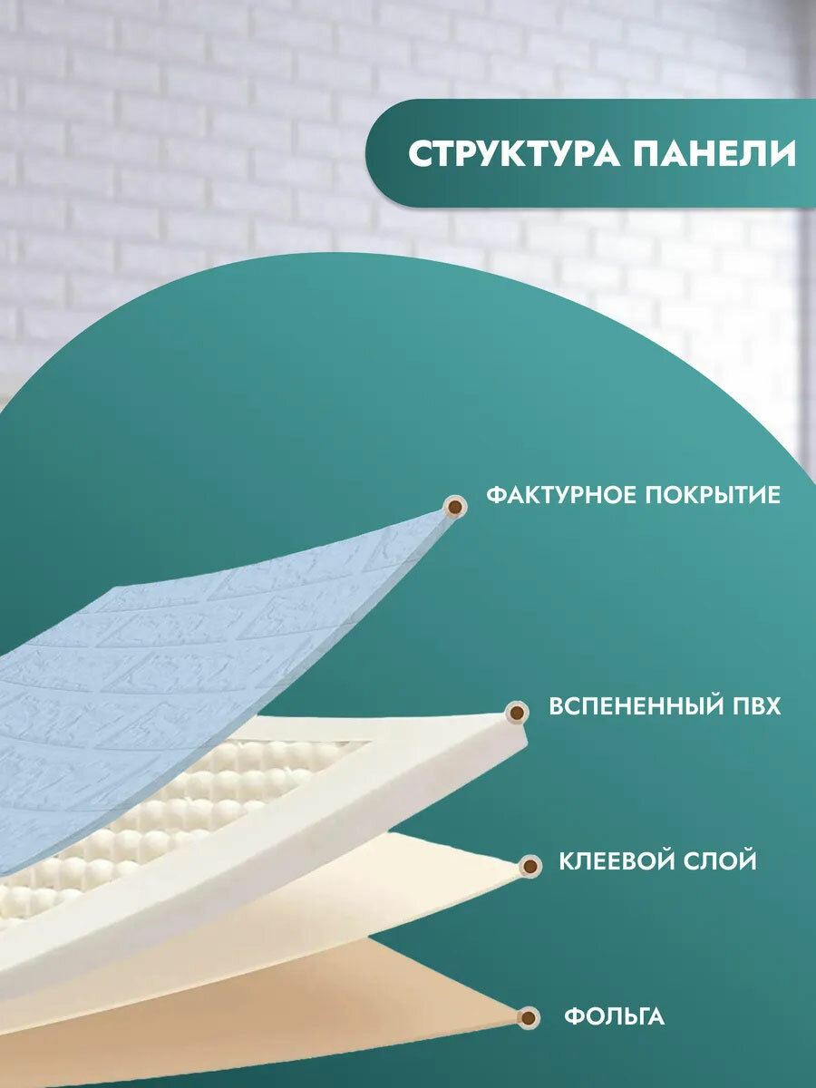 "Кирпич синий" 77х70 см 12 шт. Самоклеющиеся обои для стен ПВХ, для спальни，гостиную — фото 1
