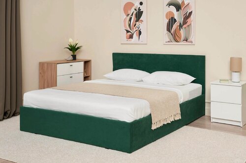 Изображение товара Кровать двуспальная Valensia зеленый велюр, 160х200 см