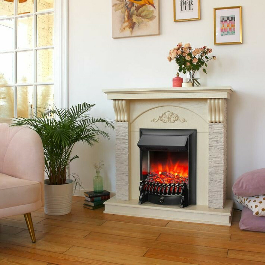 Каминокомплект RealFlame CORFINO STD + Fobos LUX встраиваемый угольный