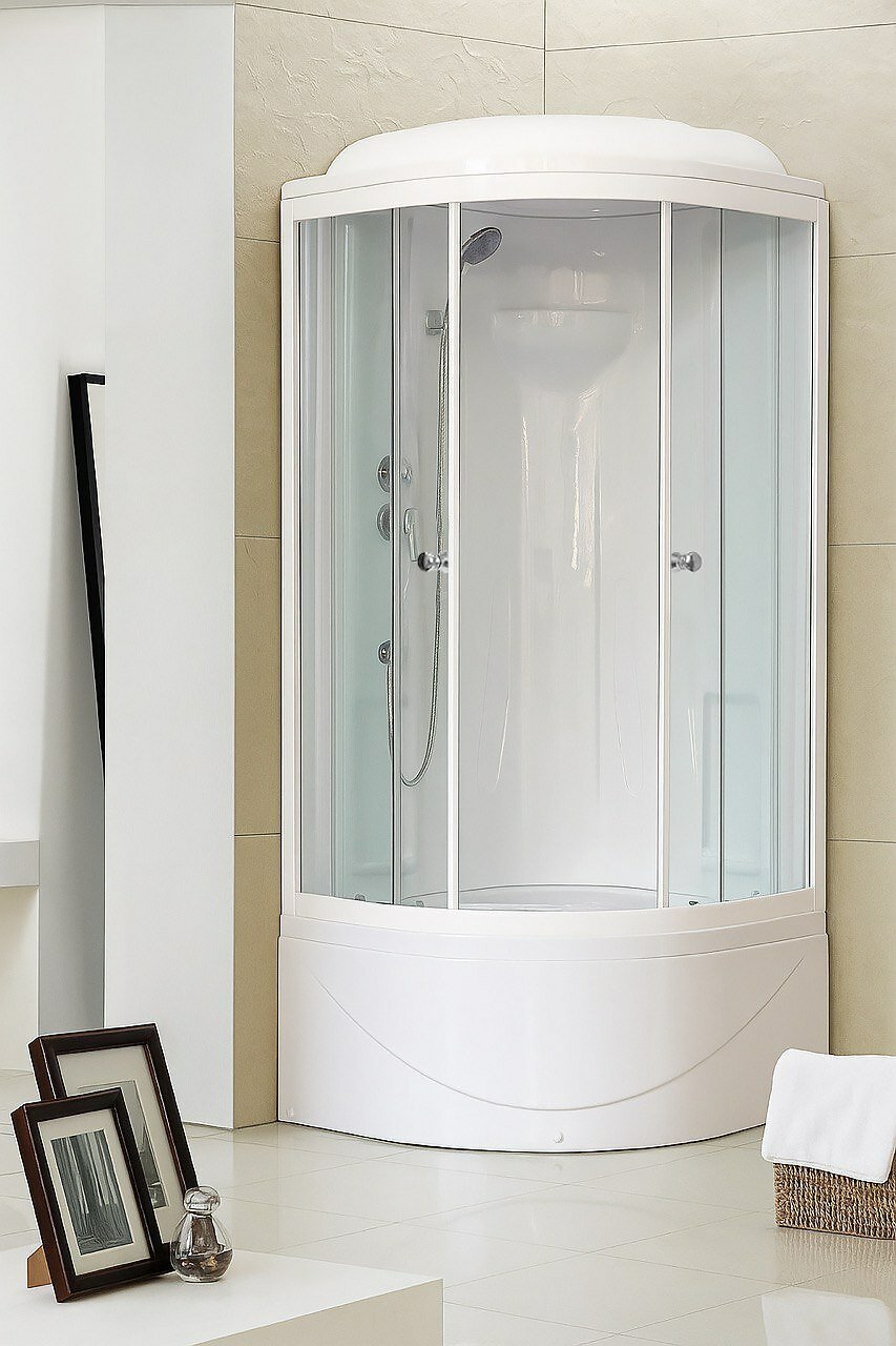 Душевая кабина Royal Bath 90X90X217 закаленное стекло прозрачное 4 мм поддон высокий
