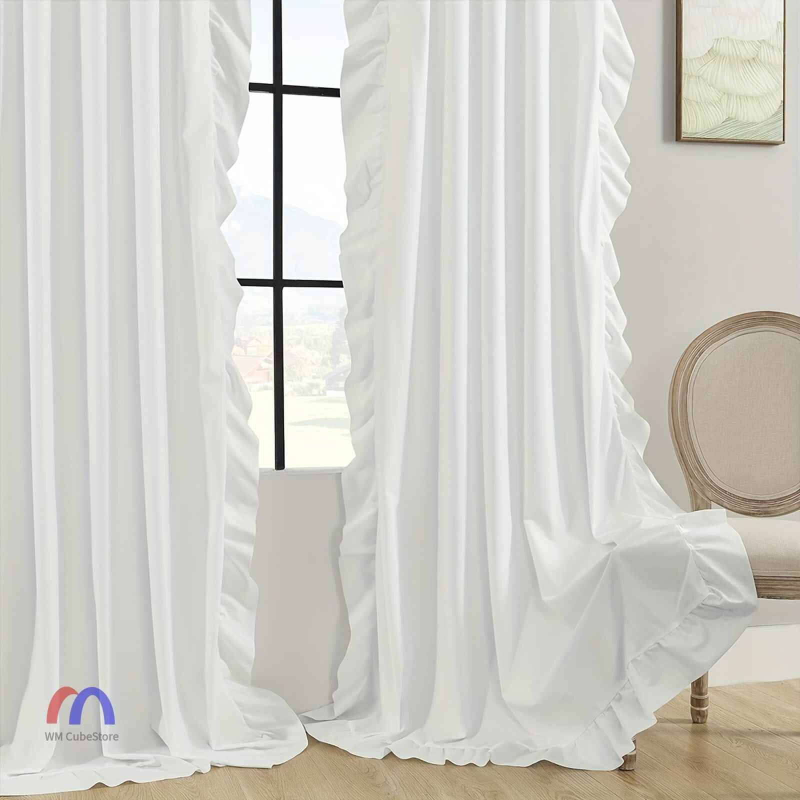 2 шт. Белые шторы с воланами и оборками в стиле бохо