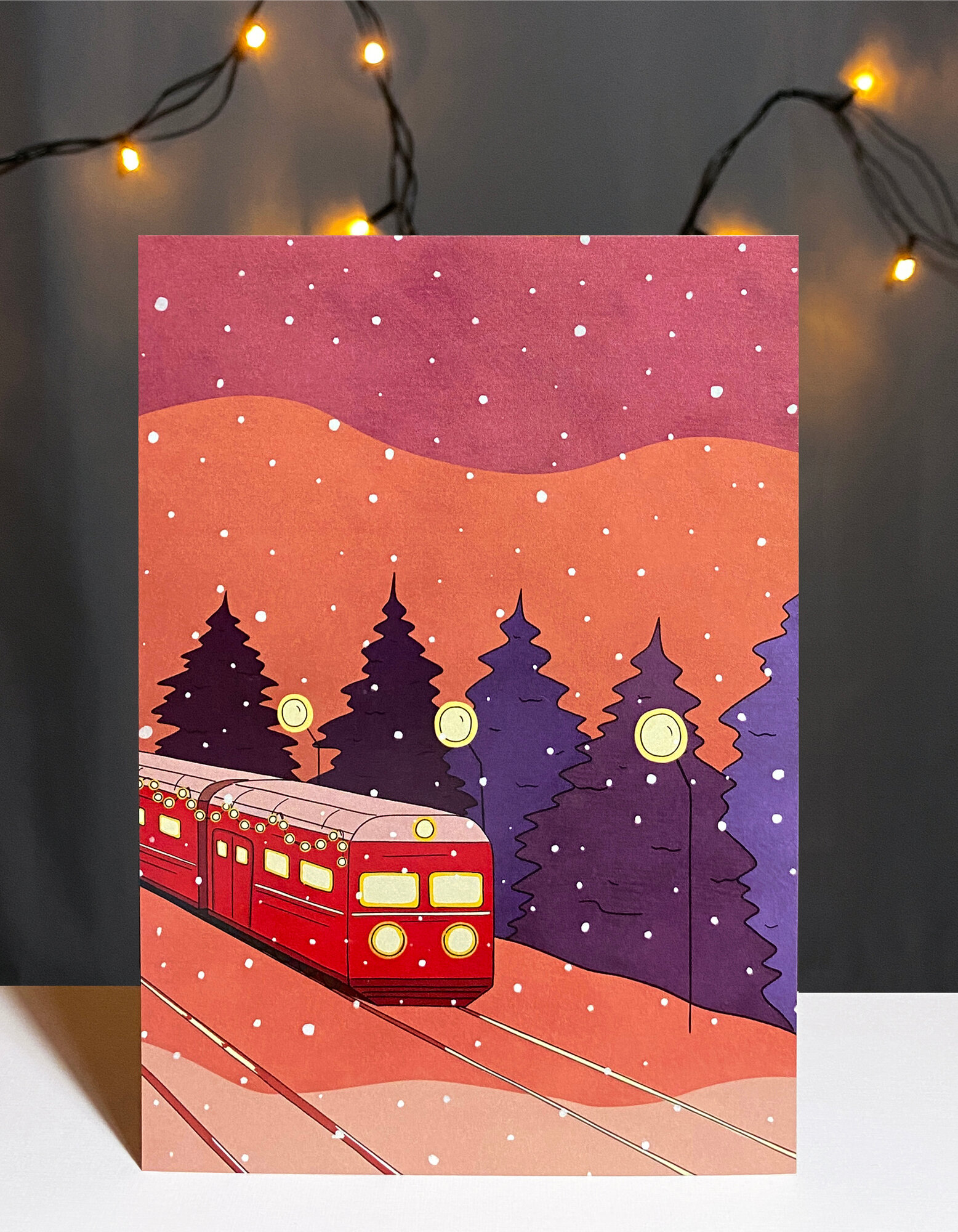 Авторская открытка Vikiavelly «Праздничный поезд»