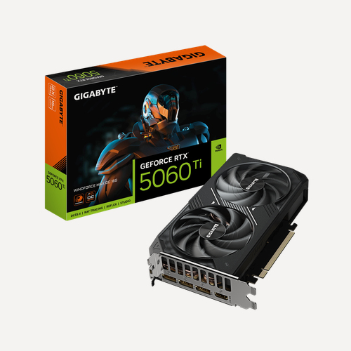 Изображение товара Видеокарта Gigabyte GeForce RTX 5060 Ti 16 ГБ (GeForce RTX 5060 Ti WINDFORCE MAX OC 16G), RTL
