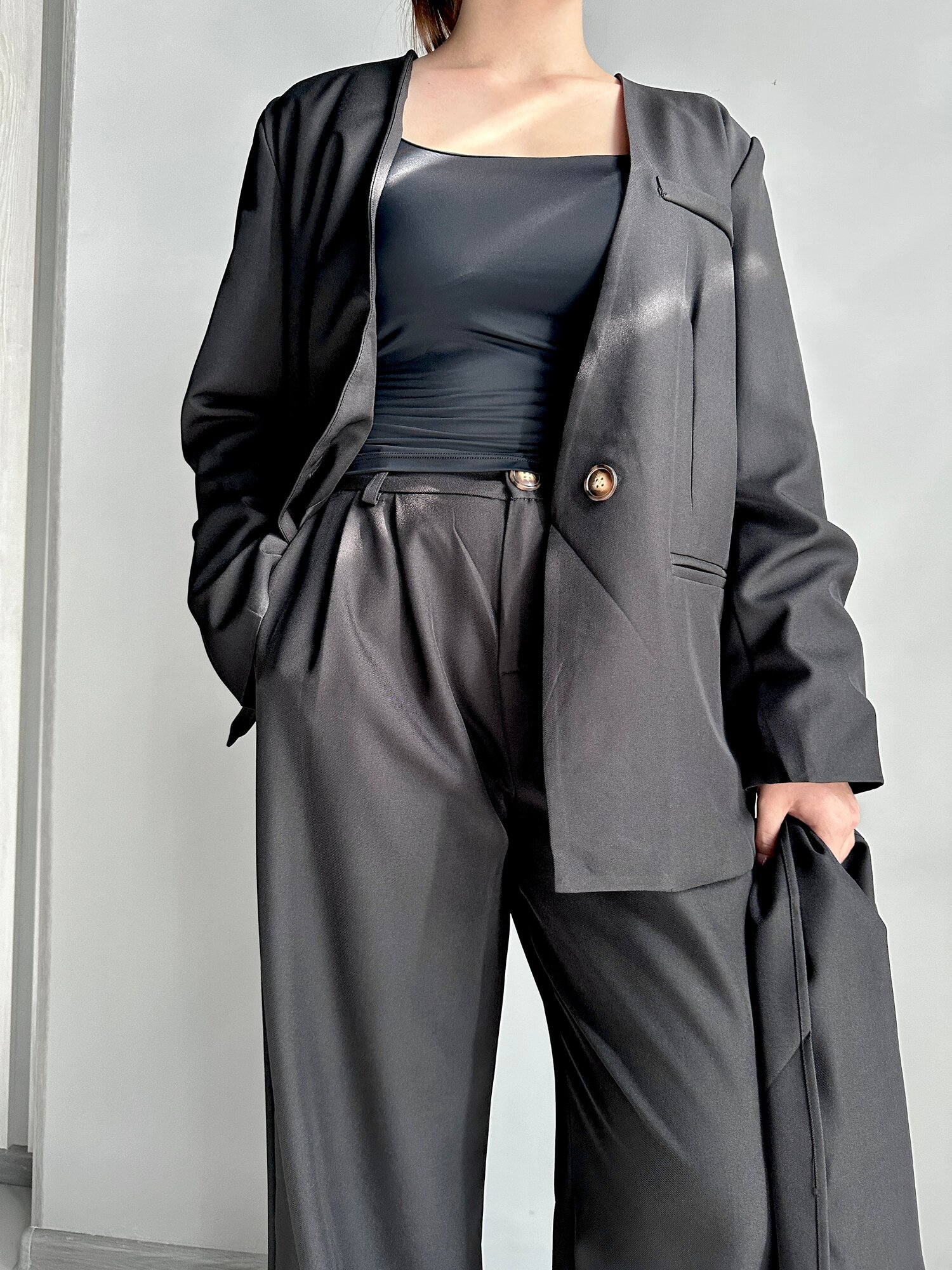 Костюм классический Zara Чёрный, тёмно-серый, размер L, чёрный