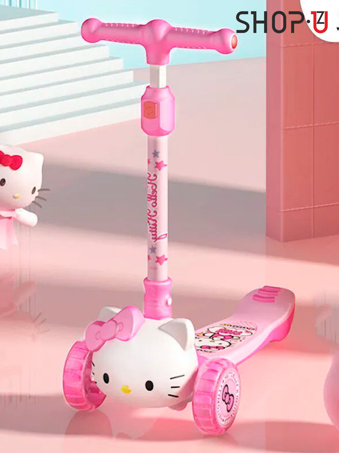 Самокат детский, складной, со светящимися колёсами, максимальная нагрузка до 50 кг — фото 1