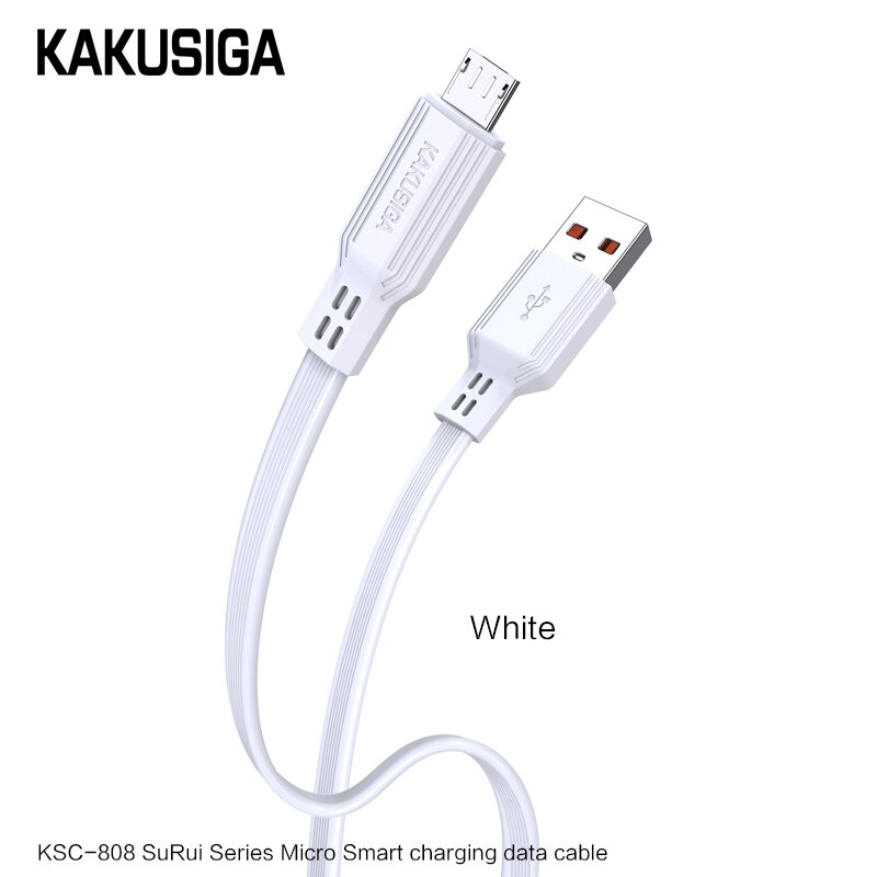 Кабель USB KAKUSIGA KSC-808, microUSB (V8), белый, для быстрой зарядки и синхронизации