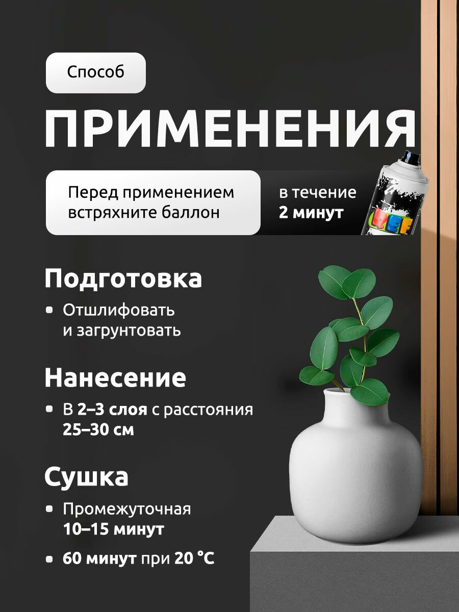 Акриловая краска аэрозольная белый матовый, быстросохнущая, универсальная / REF / эмаль в баллончике, для декора, мебели, дерева, металла, стен — фото 1