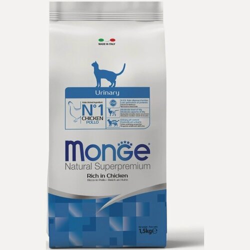 Изображение товара Корм сухой Monge Cat Urinary для профилактики мочекаменной болезни у кошек, с курицей 1,5 кг