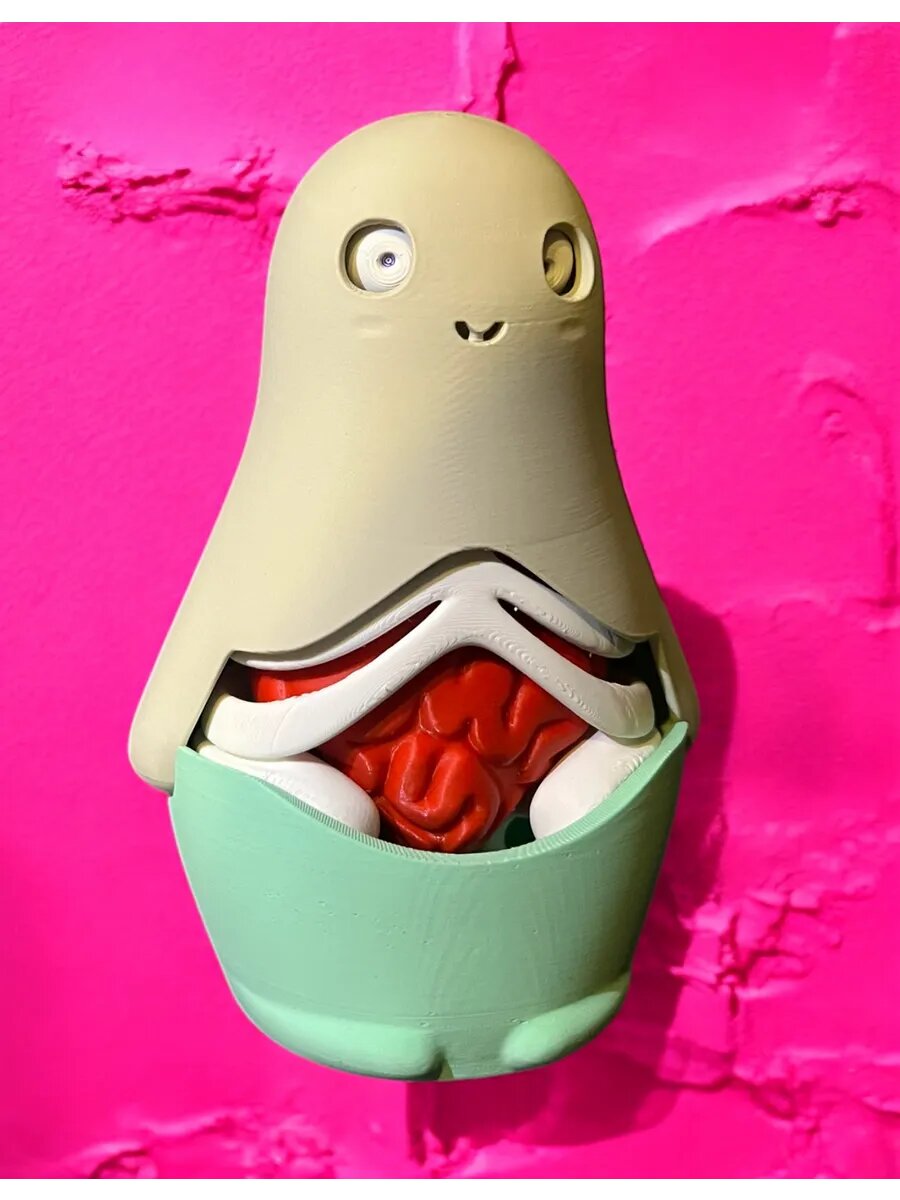 Матрешка - Muerta уникальная 13 см 10 элементов скелет сердце фигурка — фото 1