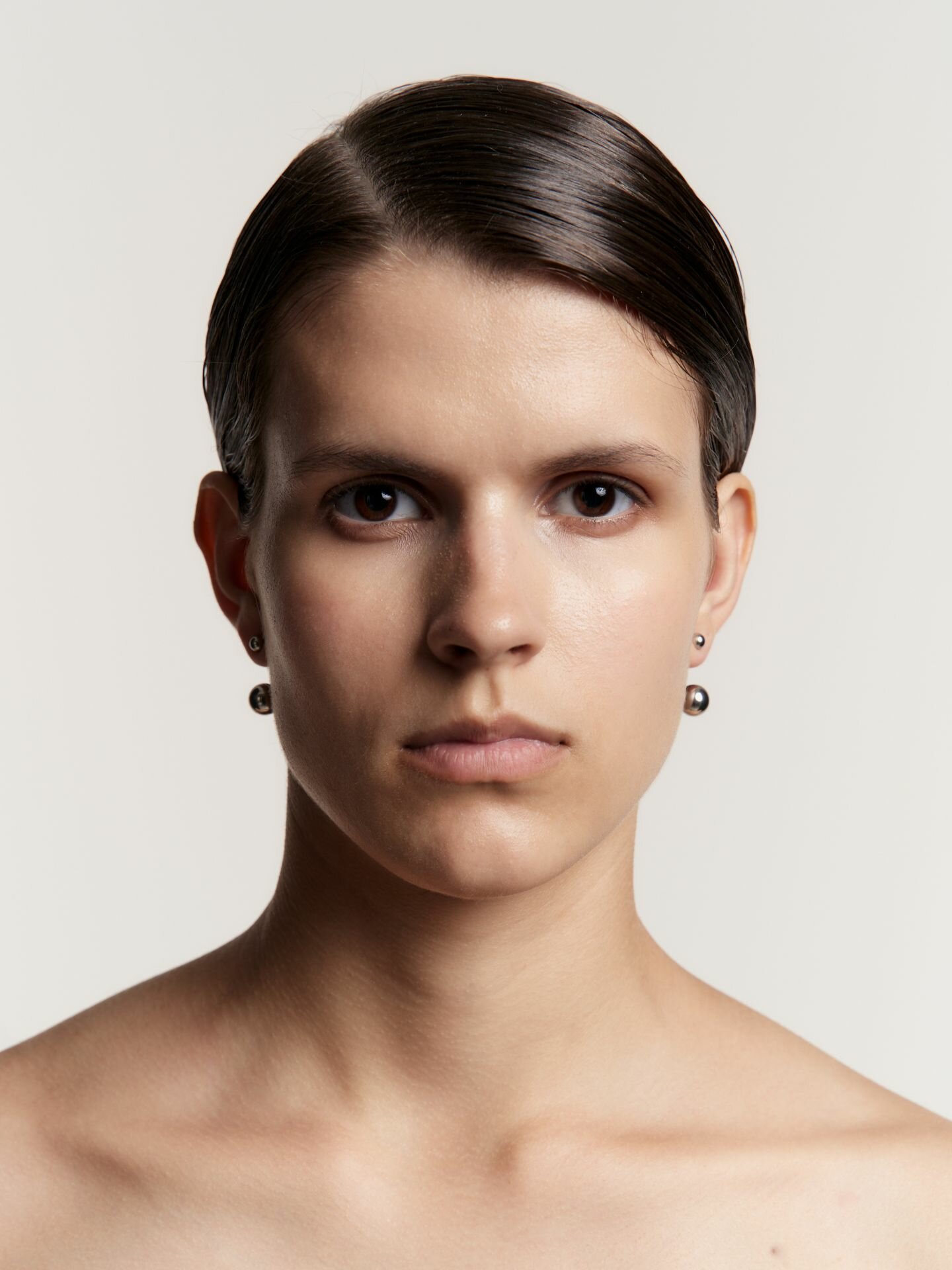 Серьги пусеты RESURS, серый, серебряный — фото 1