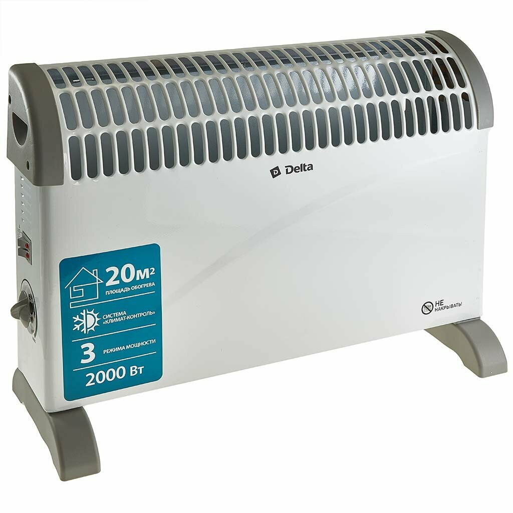 Конвектор электрический Delta D-3007 белый 2000Вт климат-контроль