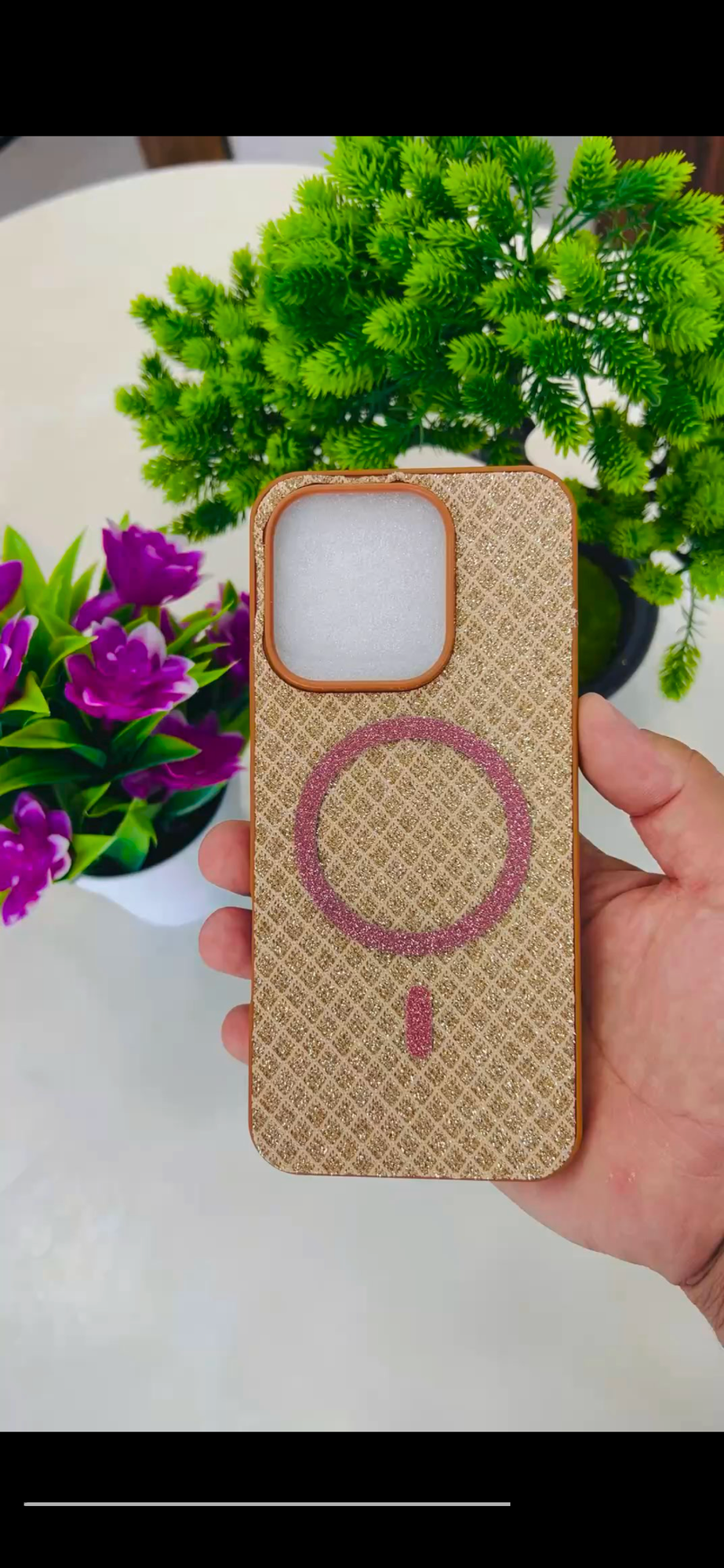 Блестящий магнитный чехол DISPO Premium для Samsung A16 (золотистый, с магнитном кольцом)