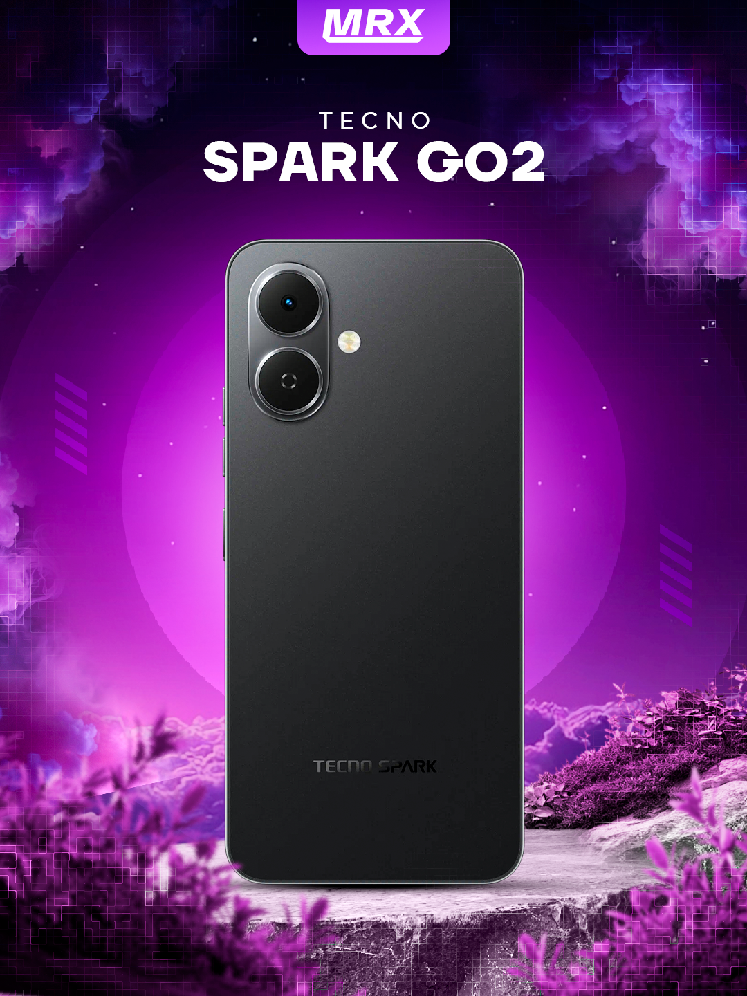Смартфон Tecno Spark Go 2, 6.67" 120 Гц, 3/64ГБ, 5000 мА/ч, 2 SIM, черный