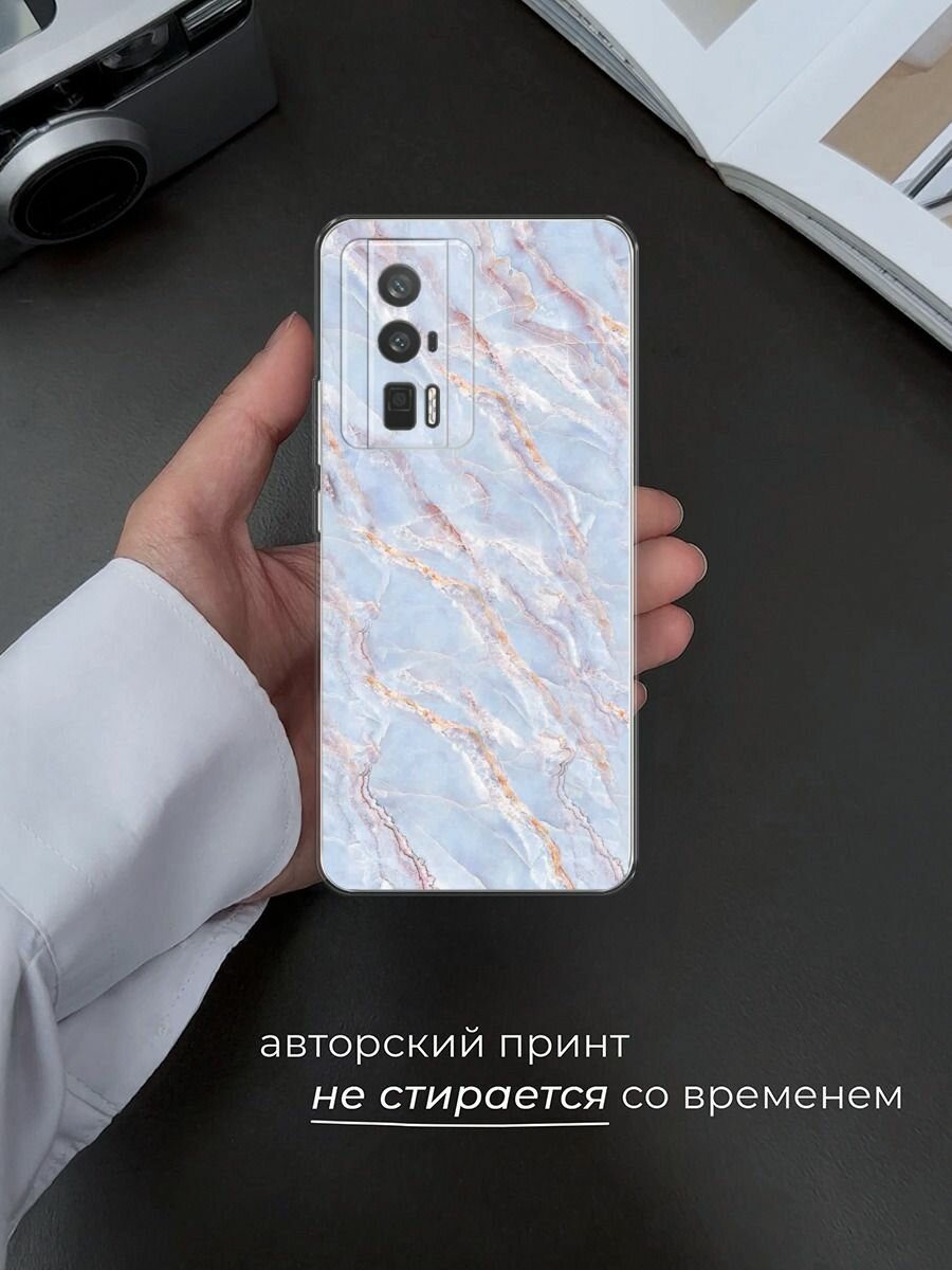 Чехол на Xiaomi Redmi K60/Poco F5 Pro / Редми К60/Поко F5 Pro с принтом "Сиреневый мрамор" — фото 1