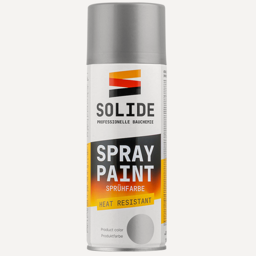 Изображение товара Краска-эмаль аэрозольная в баллончике термостойкая серебристый SOLIDE 400 мл (SL-67605-1)