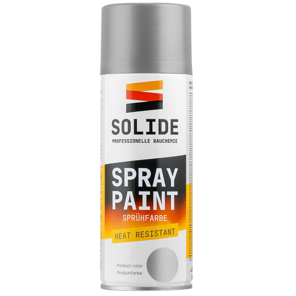 Краска-эмаль аэрозольная в баллончике термостойкая серебристый SOLIDE 400 мл (SL-67605-1)