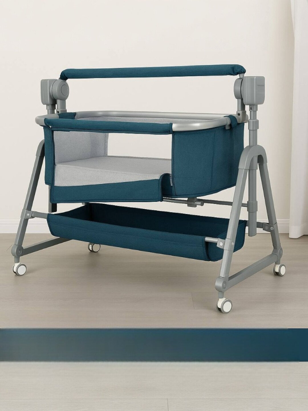 Многофункциональная детская кроватка 2 в 1, с автоматическим укачиванием - Индиго