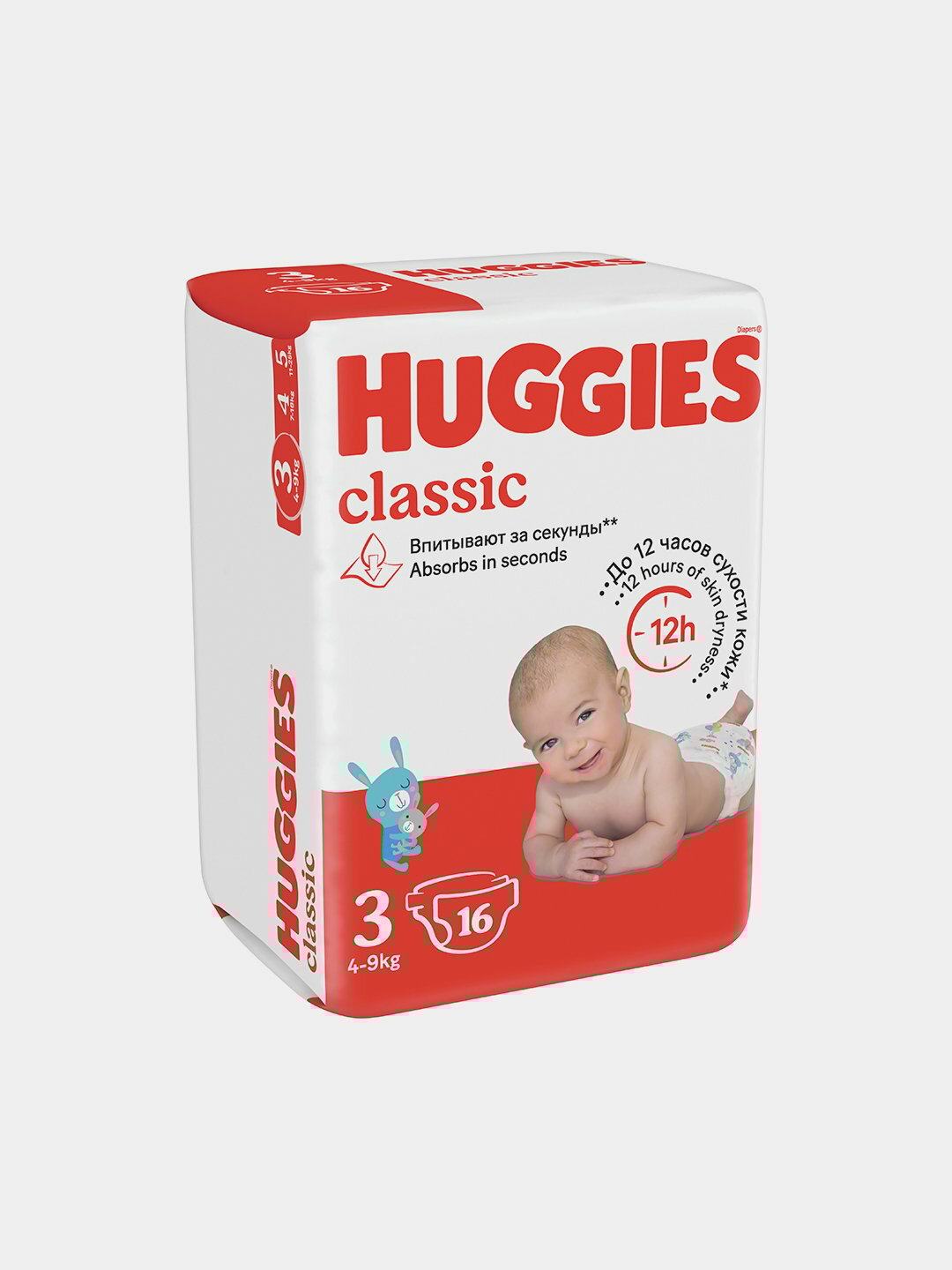 Подгузники Huggies Classic 3 (4-9кг), 16 шт. — фото 1