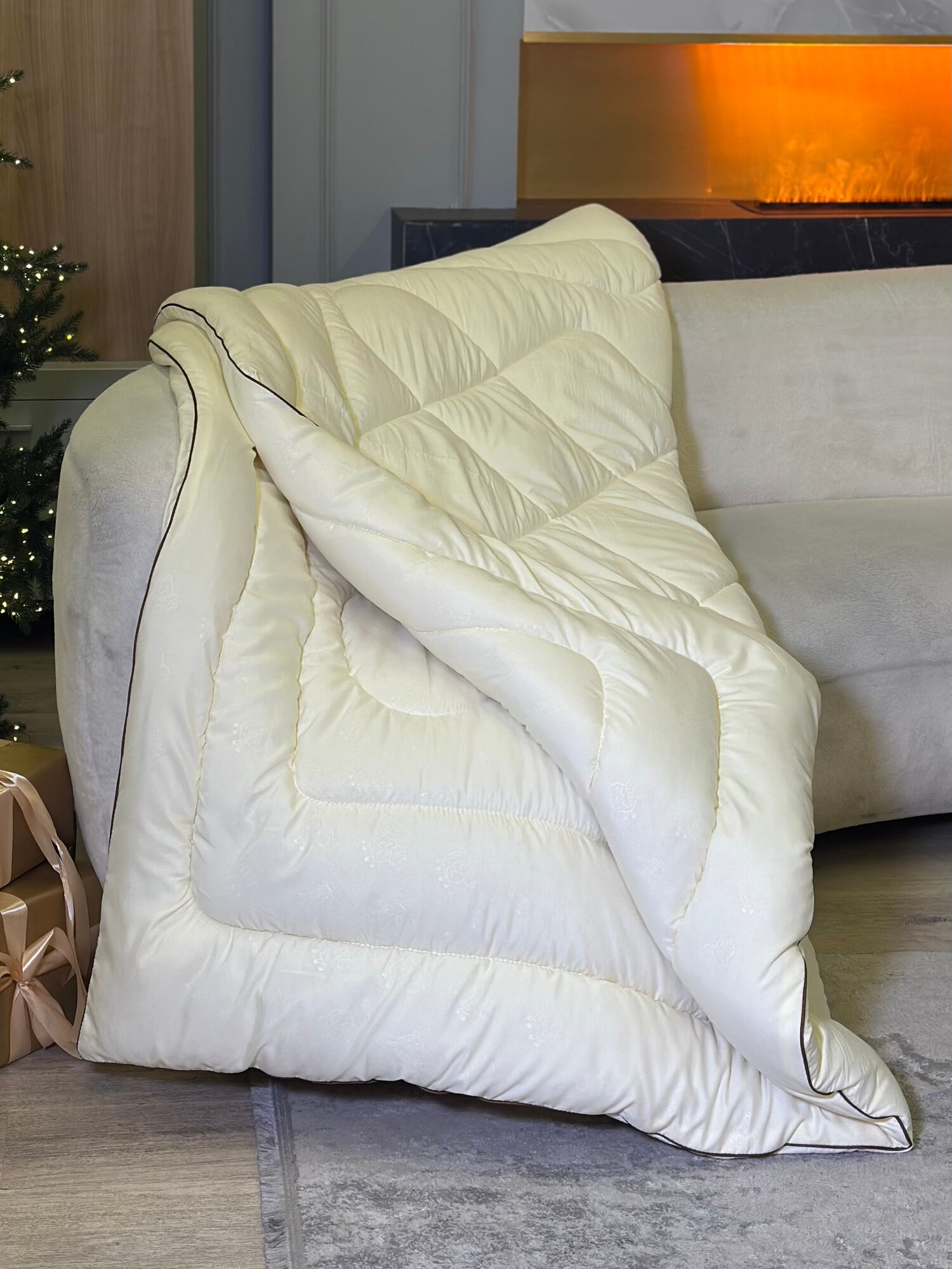 Одеяло овечья шерсть всесезонное 1,5 Стандарт — фото 1