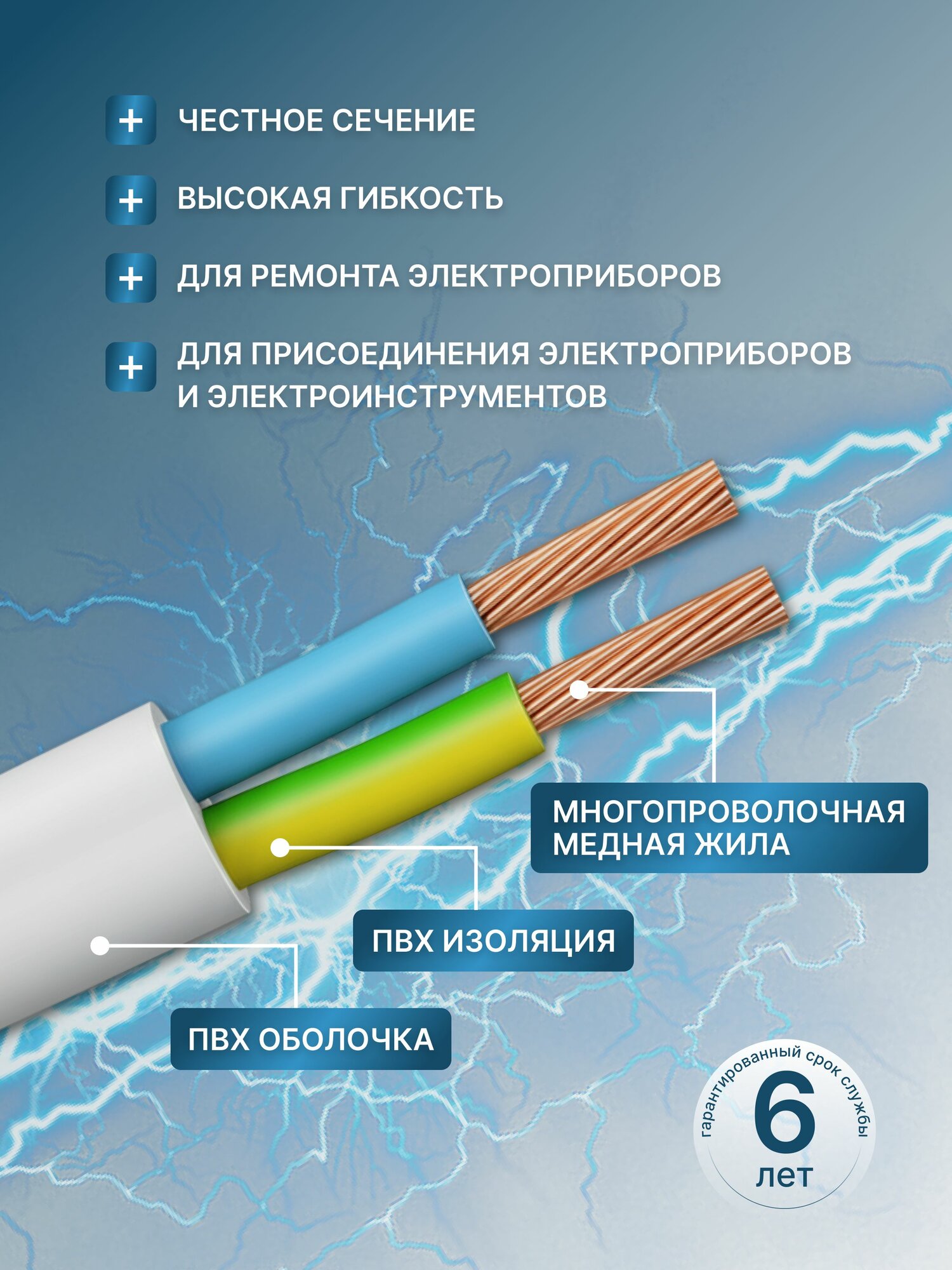 Провод соединительный ПВС 2х0,75 ГОСТ Энергомир, 100м — фото 1