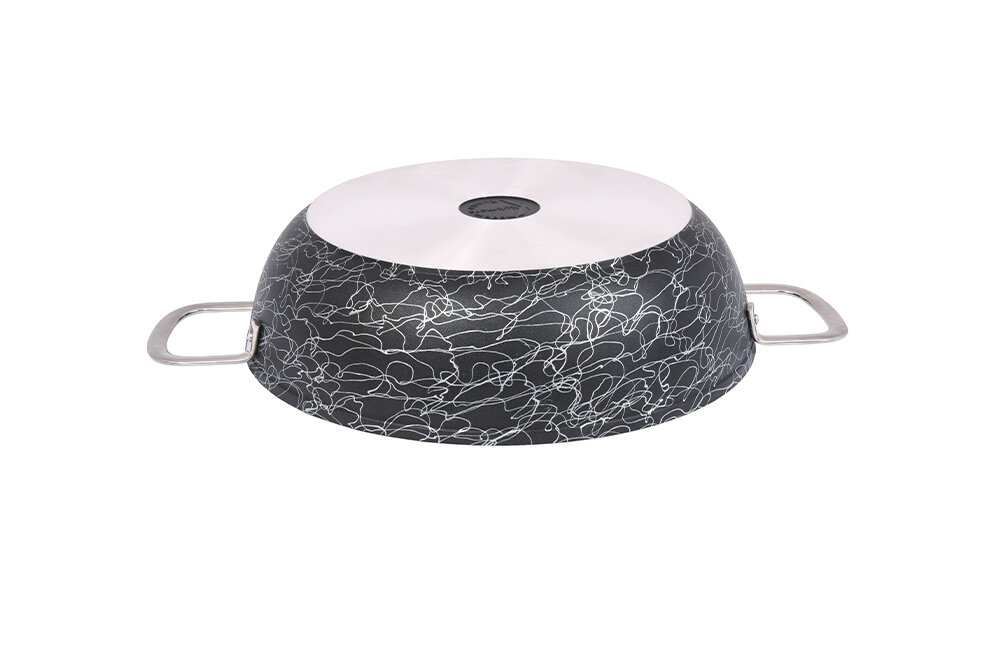 Сотейник 300/85мм с ручками, со стекл. крышкой, АП линия "Грация" (черный/серебро) — фото 1