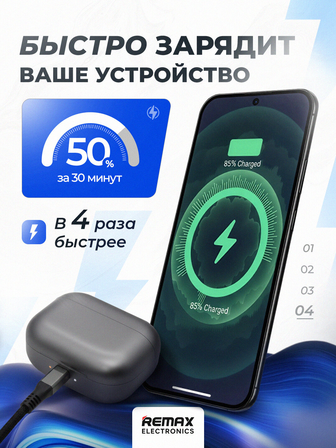 Кабель для зарядного устройства 120W, USB - Type-C, тканевая оплетка — фото 1