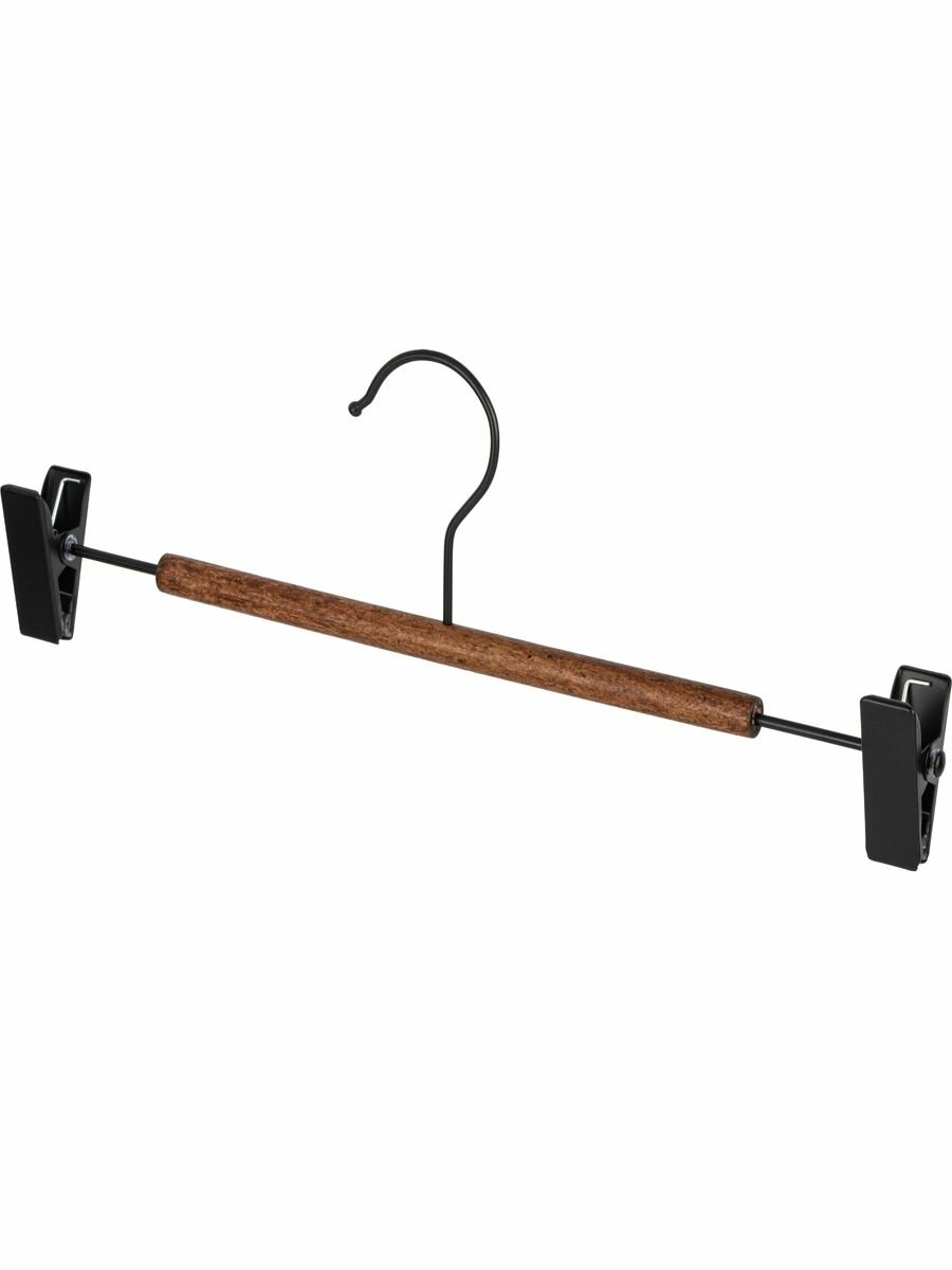 Вешалка с клипсами, белая, светлое дерево 33х2,8х12,7 см