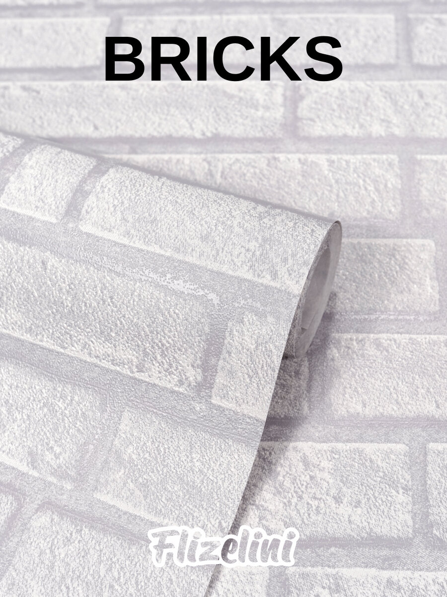 Обои флизелиновые кирпичи серые антивандальные метровые Bricks (Flizelini 2086-21)