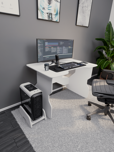 Изображение товара Игровой компьютерный стол для геймера белый с белой окантовкой 106х73х75