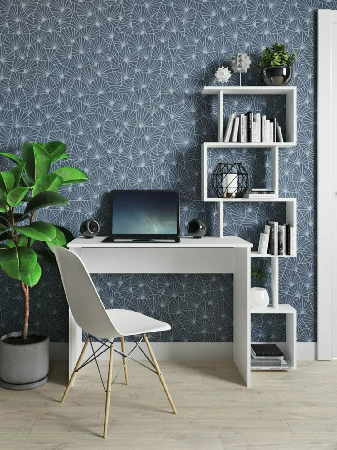 Письменный стол Martin, белый глянец, универсальный , 120х45х162 см — фото 1