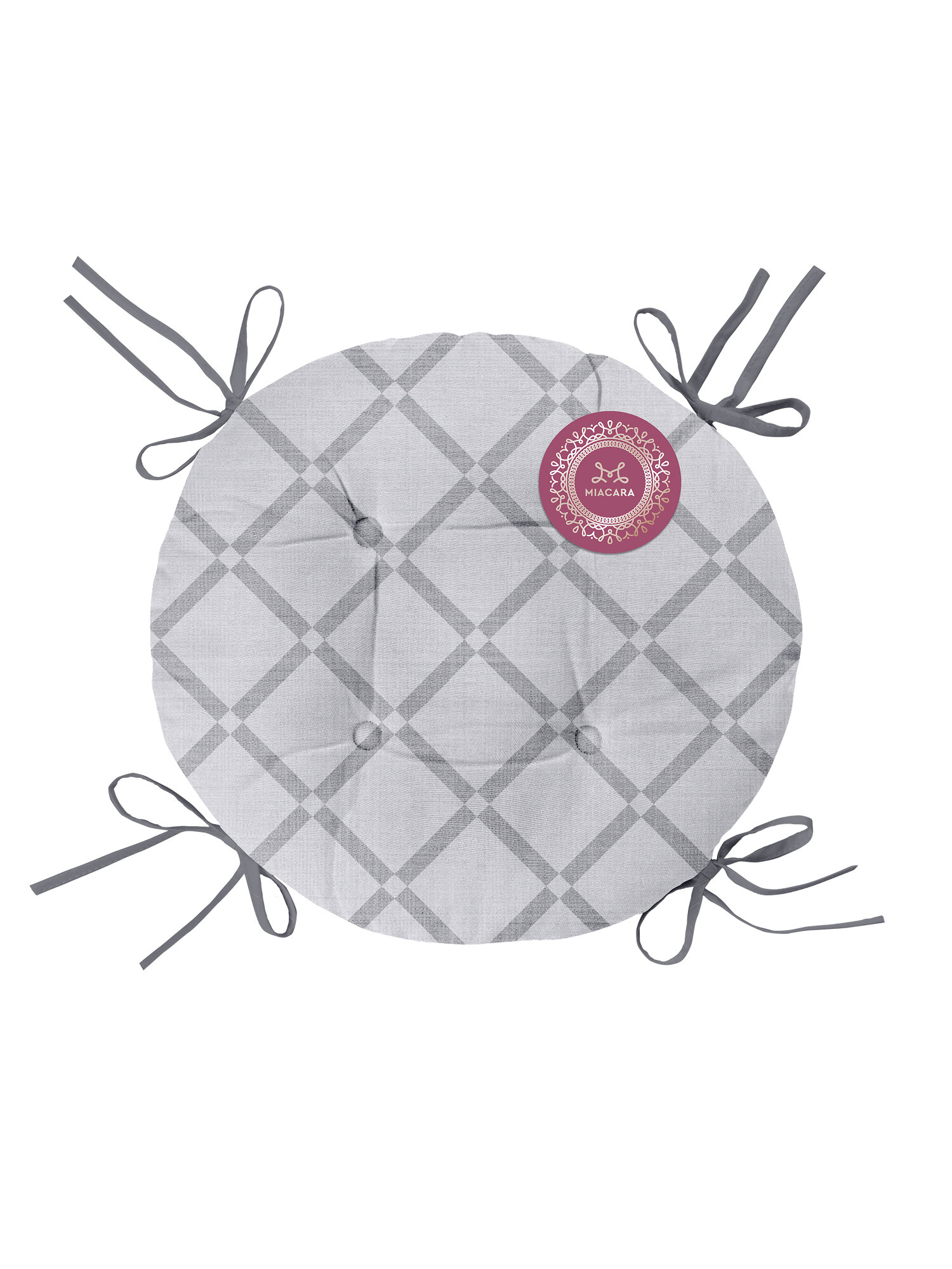 Подушка на стул с тафтингом круглая d40 "Mia Cara" Ромбы — фото 1