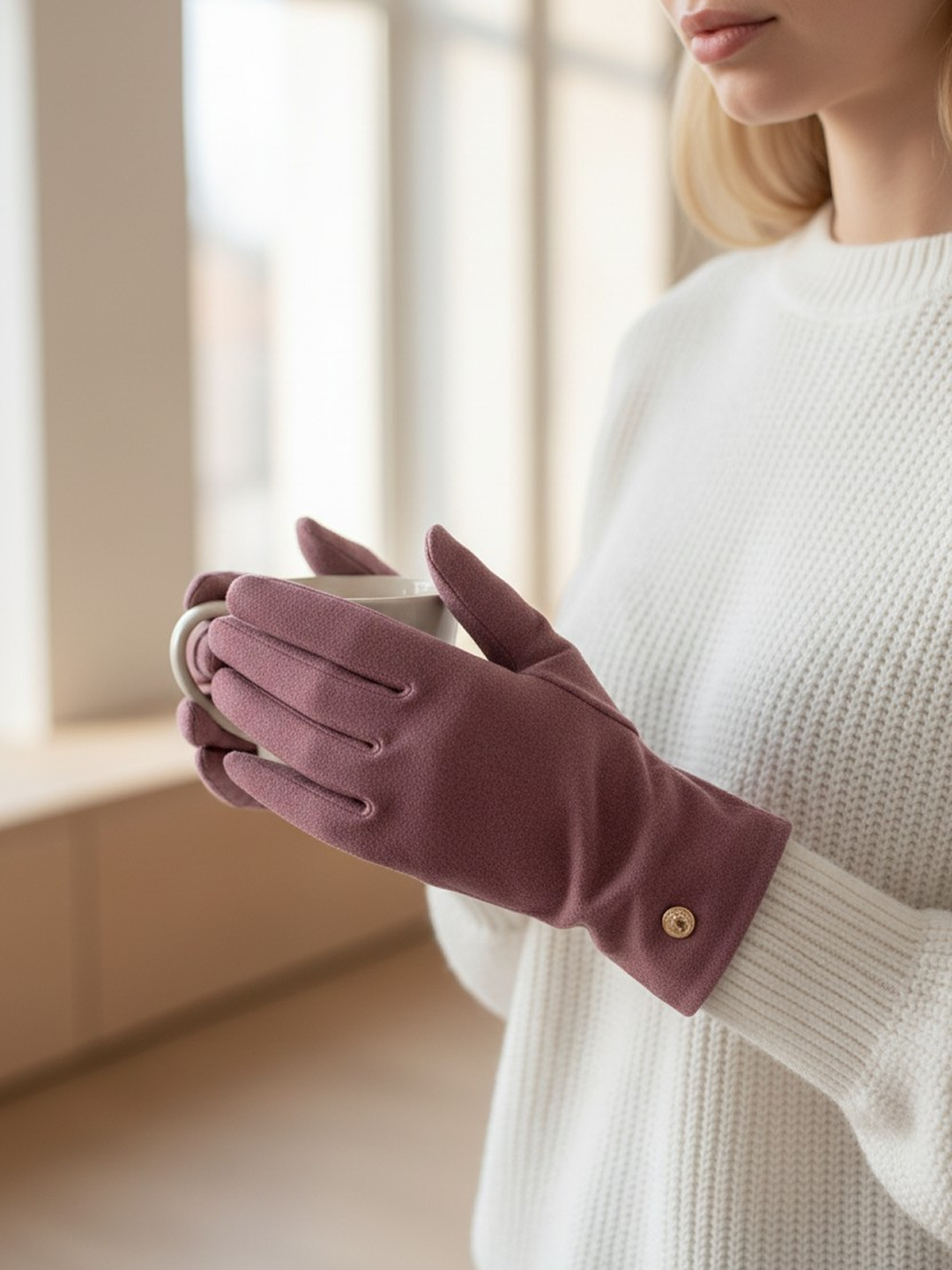 Перчатки  для женщин, размер 16.5, фуксия — фото 1