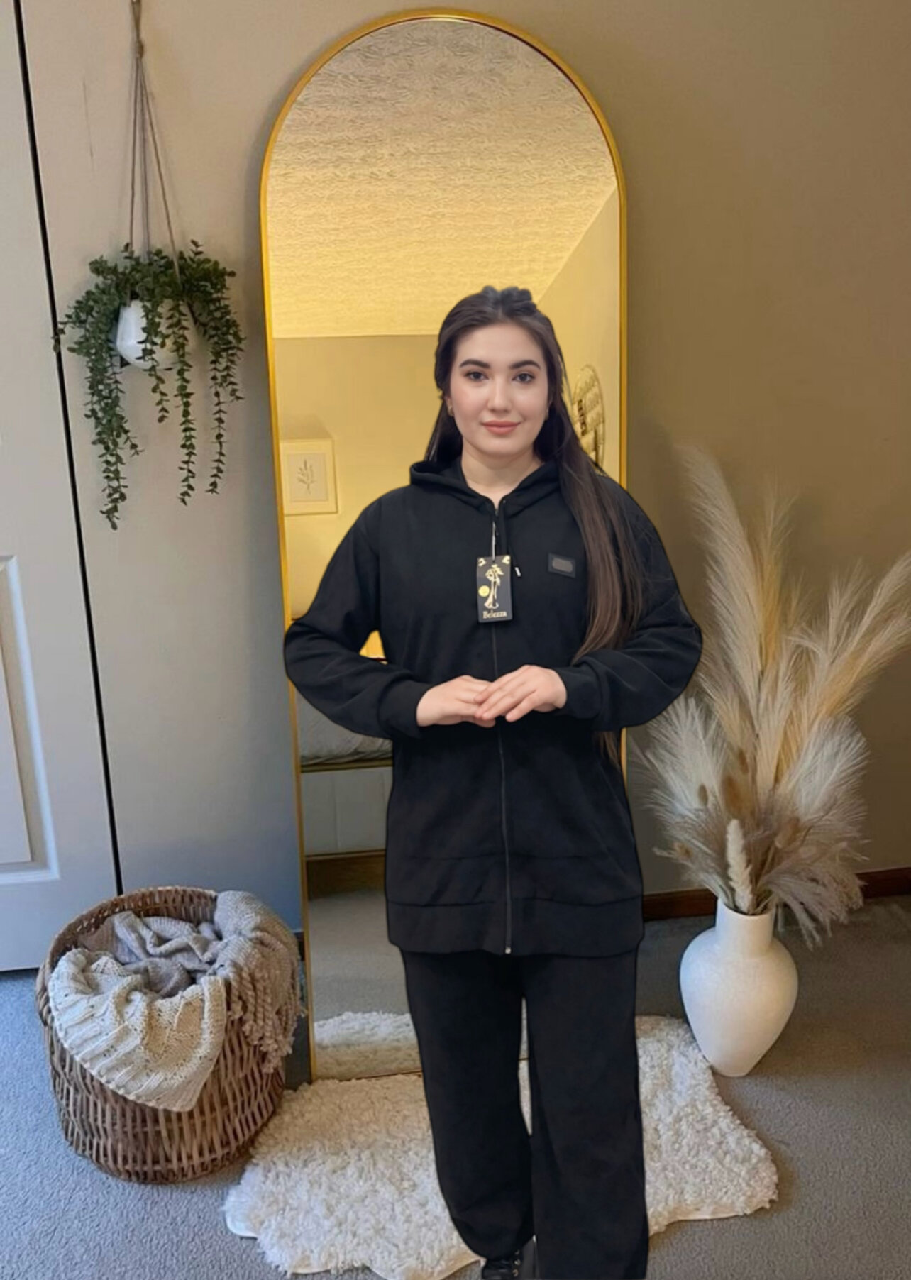 Комплект верхней одежды горнолыжный  Sport kostyumi, ayollar, keng, ikki kishilik, mikro-korduroy, fermuarli, qora va to'q yashil