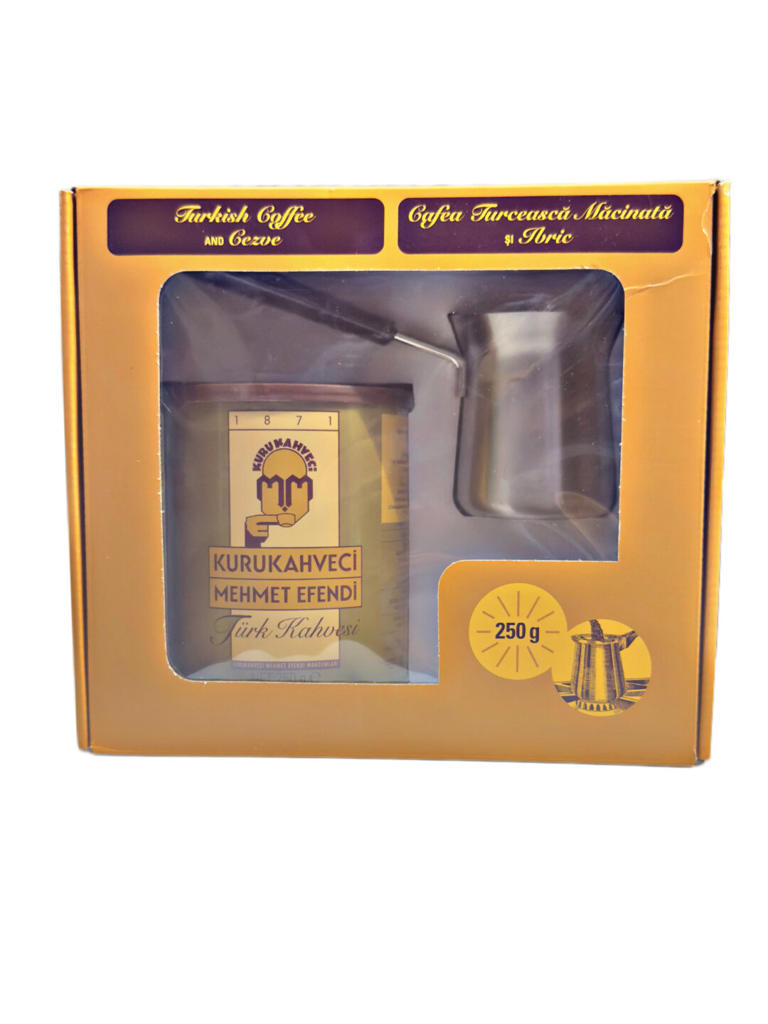 Набор для турецкого кофе с медной джезвой — Kurukahveci Mehmet Efendi, 250 г