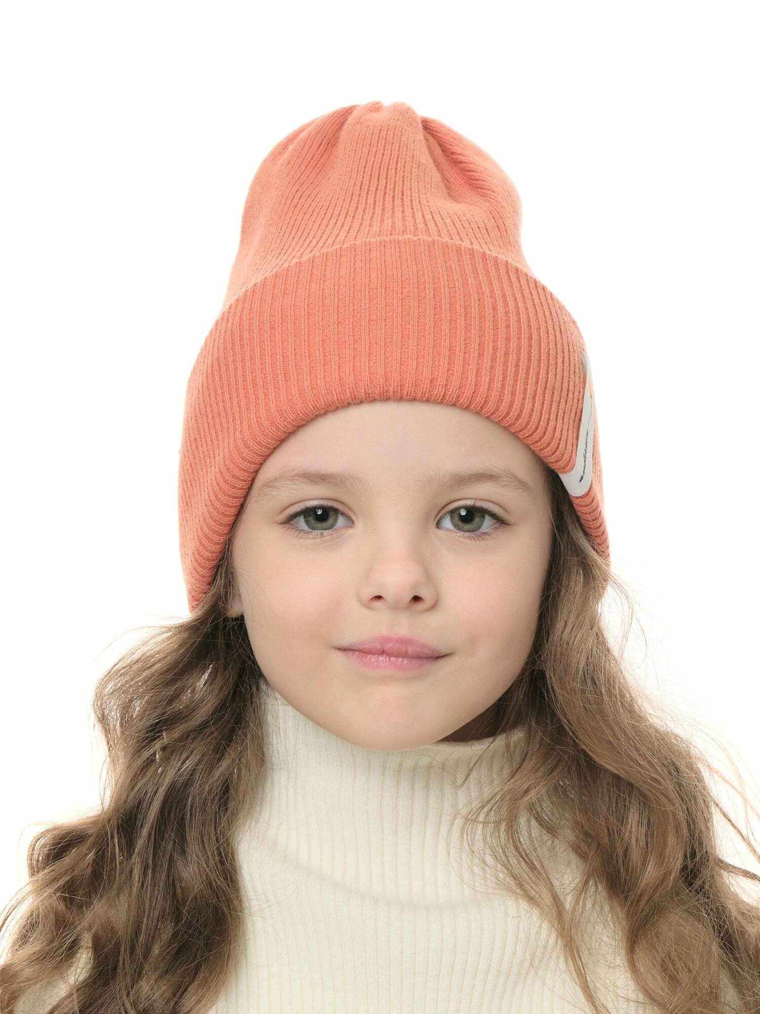 Шапка-бини Андерсен Весна-лето 2024 для девочек, размер 52-54, оранжевый — фото 1