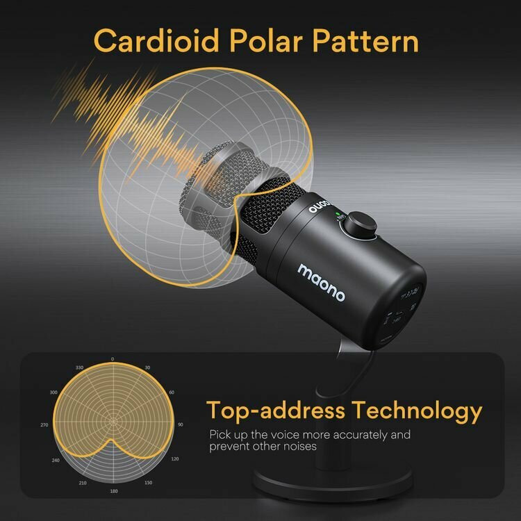 Микрофон MAONO PD100U, для гейминга, вокала, стриминга, чистый звук — фото 1