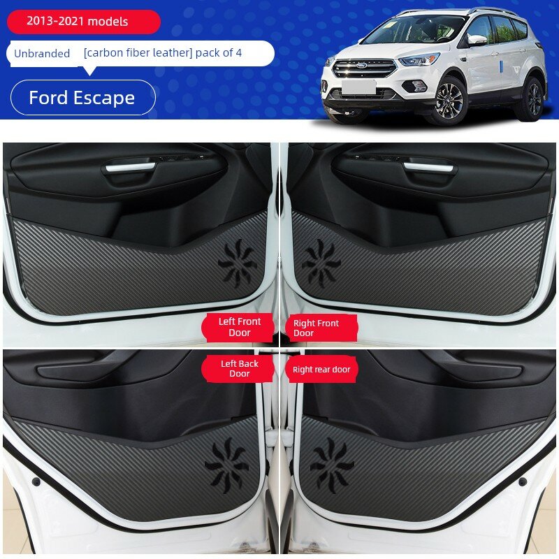 Коврики для дверей Ford Escape 2013-2021 из карбоновой кожи, без логотипа, 4 двери