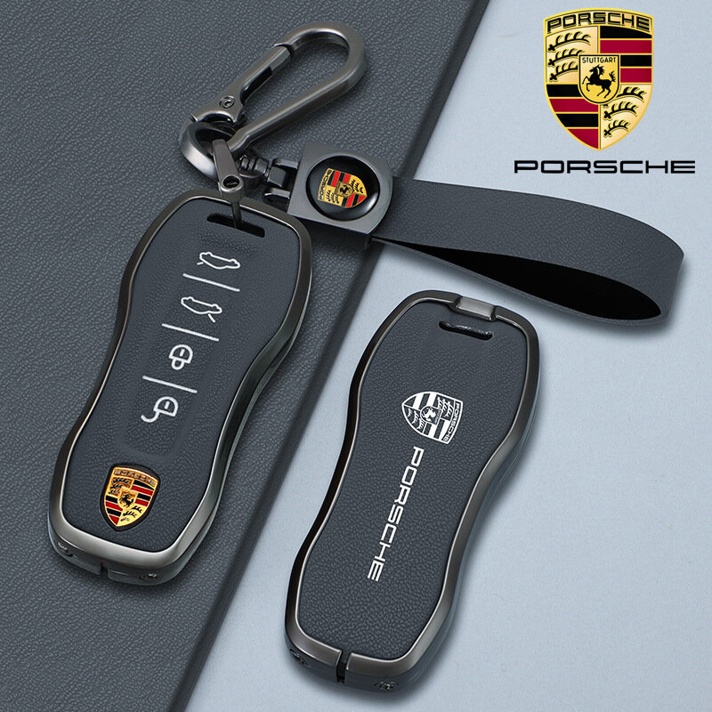Женский премиум-чехол для ключей Porsche B Style 4-кнопочный оранжевый конь с браслетом