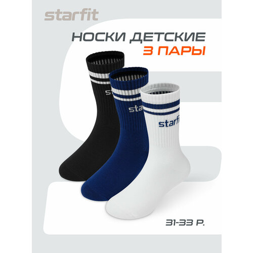 фото Носки starfit весна-лето 2025, 3 пары, размер 31/33, белый/синий/черный