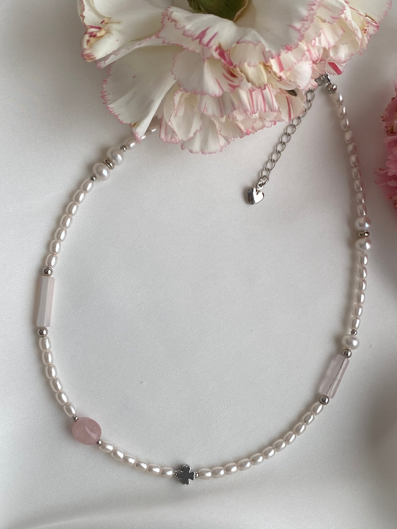 Чокер Love & Soul Jewelry, гематит, длина 35 см, розовый — фото 1
