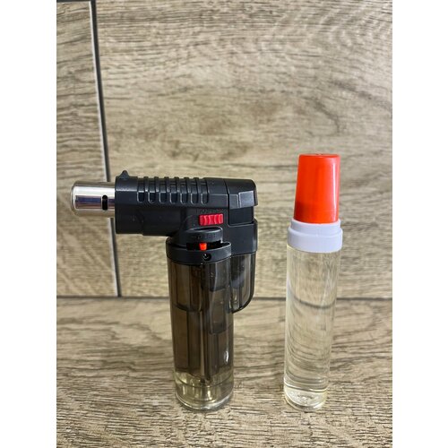 Газовая портативная горелка пьезозажигалка турбо мини прозрачная, туристическая горелка зажигалка цвет черный