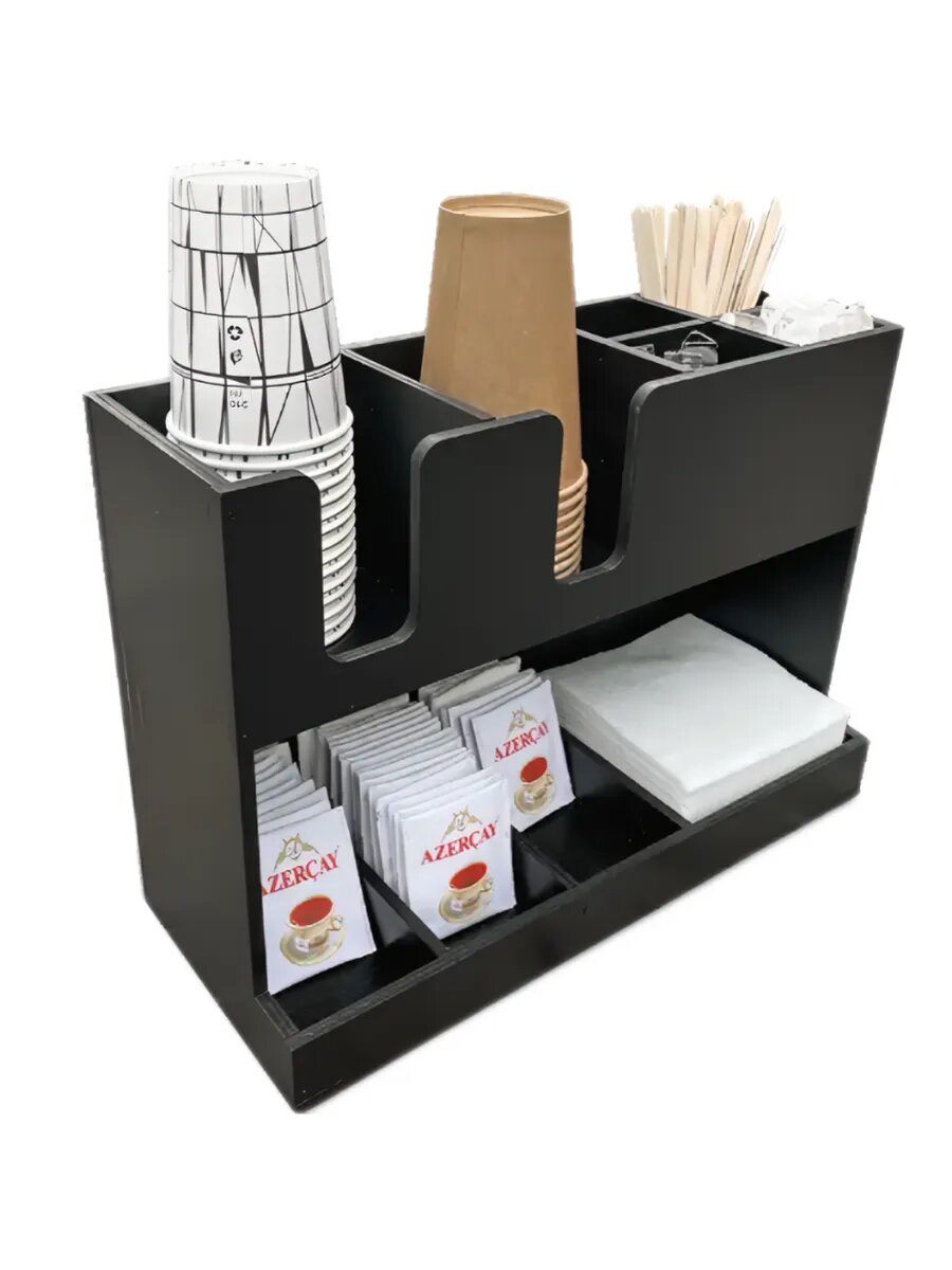 Деревянный барный органайзер для кофе и чая салфетница