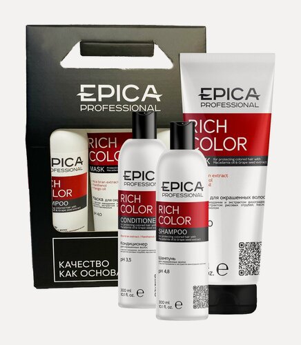 Изображение товара EPICA PROFESSIONAL Набор для волос Rich Color (Шампунь 300 мл + Кондиционер 300 мл + Маска 250 мл)