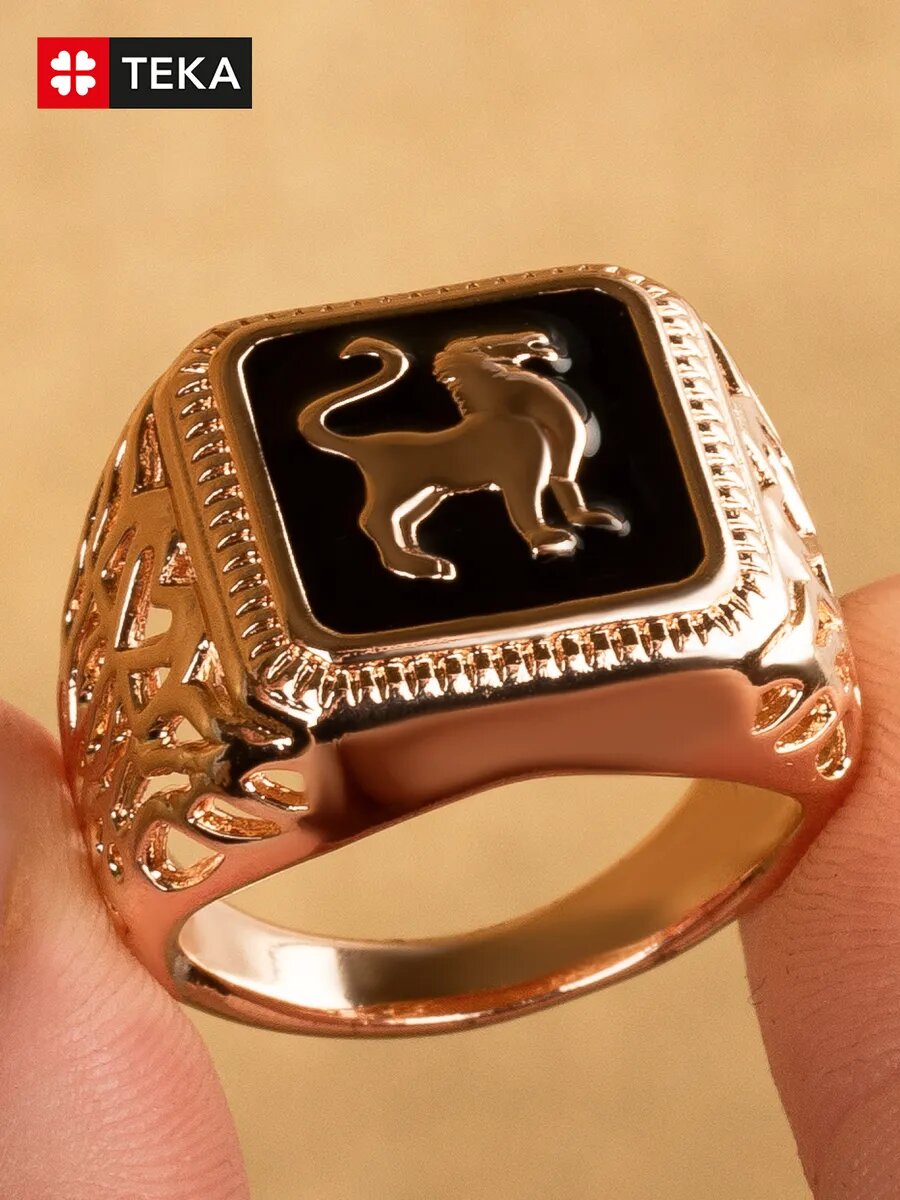 Печатка TEKA, эмаль, размер 21, черный, желтый — фото 1