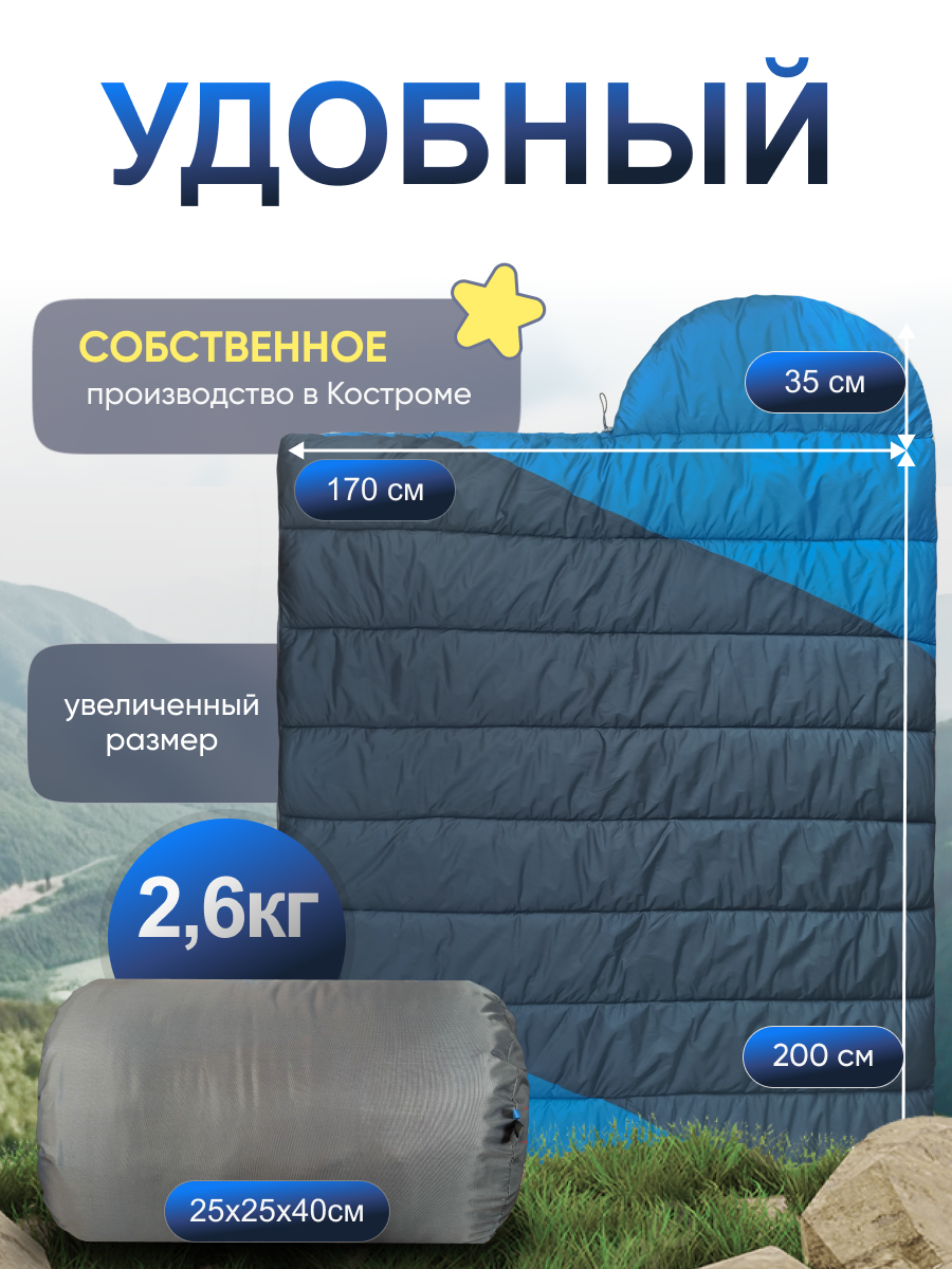 Спальный мешок Castra, туристический, трехсезонный, 85x235см — фото 1